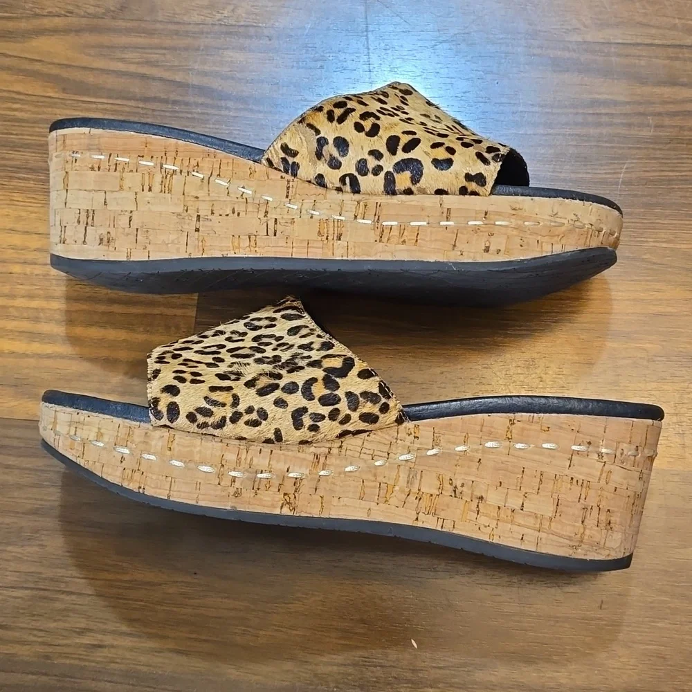 Donald J. Pliner Safari2 Leopard Print Wedge Sandals Slides